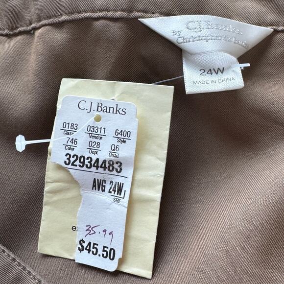 NWT CJ Banks Size 24 Midi Skirt A-Line Tan Women's Modest Career Western - Picture 8 of 10